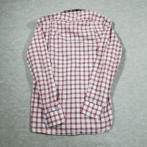 J. CREW Shirt Mens Medium White Blue Checkered Ludlow Classic Collared Button Up - Picture 6 of 7